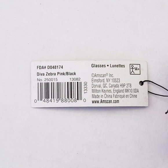 1 pair Pink Zebra novelty sunglasses & tinted lense costume retro - Picture 3 of 4